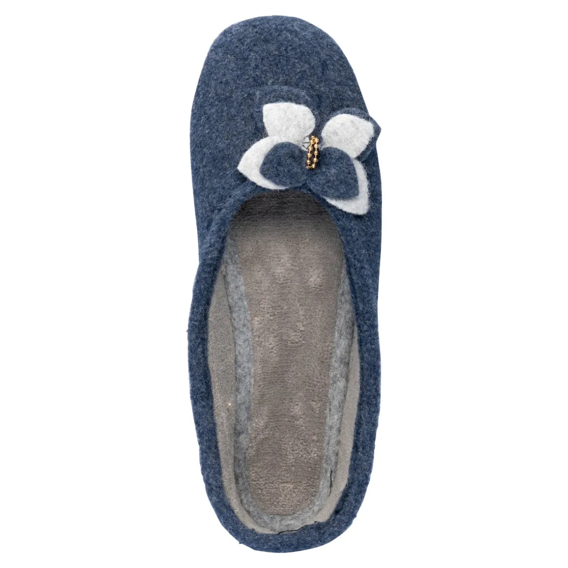 Hausschuhe|Die moderne Hausfrau Hausschuh-Ballerina „Bärbel“ marine