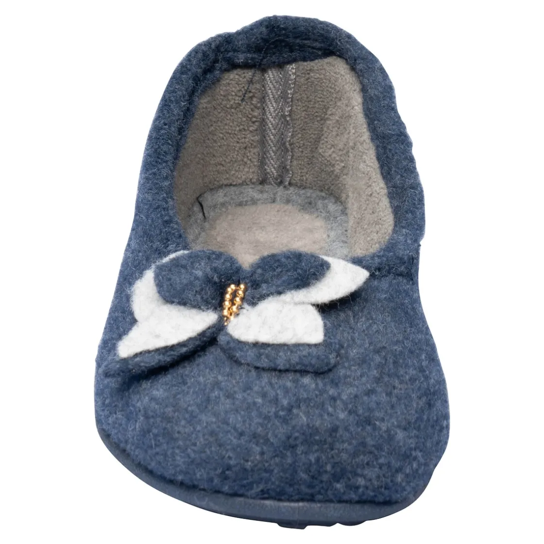 Hausschuhe|Die moderne Hausfrau Hausschuh-Ballerina „Bärbel“ marine