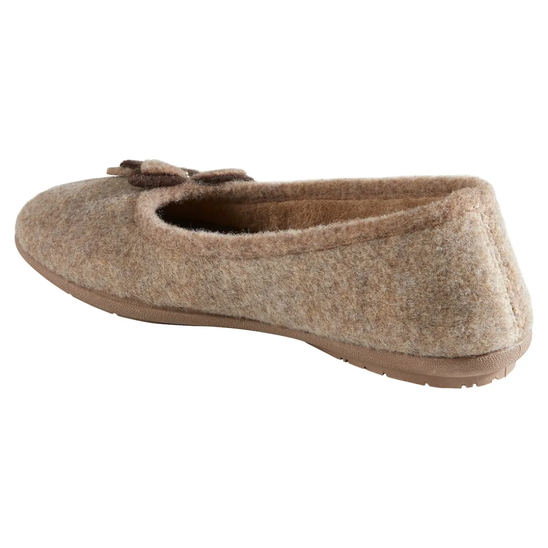 Hausschuhe|Die moderne Hausfrau Hausschuh-Ballerina „Bärbel“ taupe