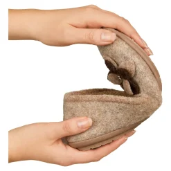 Hausschuhe|Die moderne Hausfrau Hausschuh-Ballerina „Bärbel“ taupe