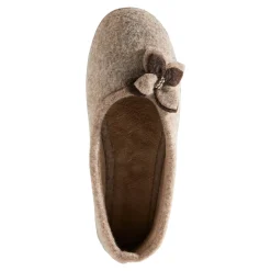 Hausschuhe|Die moderne Hausfrau Hausschuh-Ballerina „Bärbel“ taupe