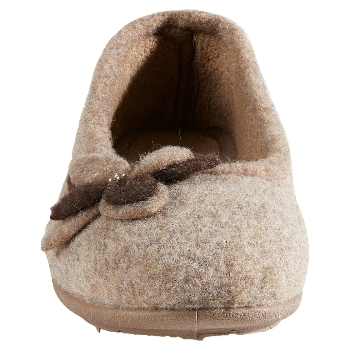 Hausschuhe|Die moderne Hausfrau Hausschuh-Ballerina „Bärbel“ taupe