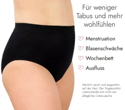 Inkontinenzhosen|Die moderne Hausfrau High-waist Slip mit Saugeinlage Schwarz