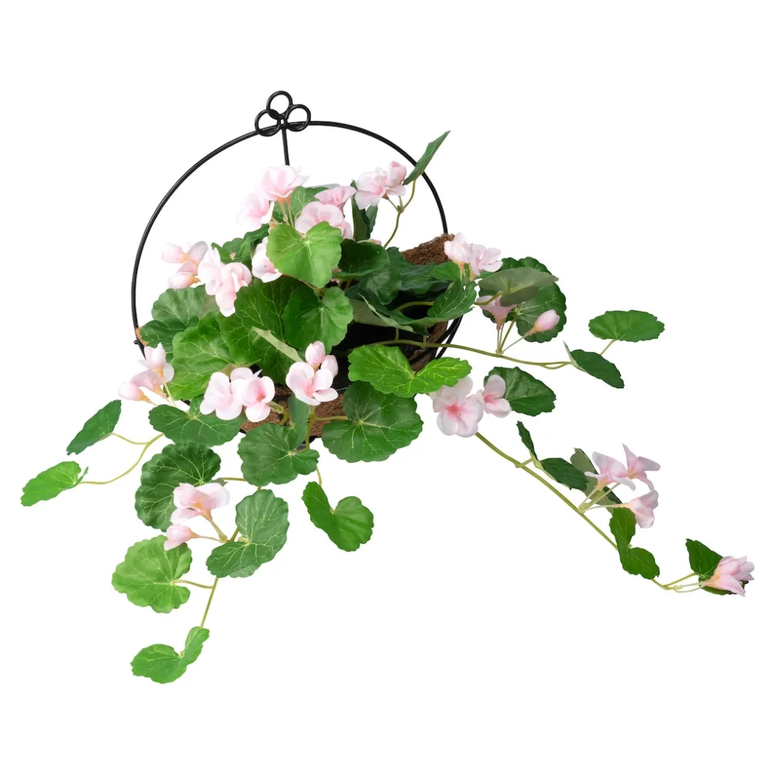 Dekofiguren|Die moderne Hausfrau Hängegeranie im Metallgestell rosa