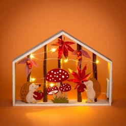 Dekofiguren|Die moderne Hausfrau Holz-LED-Deko „Igelfreunde“