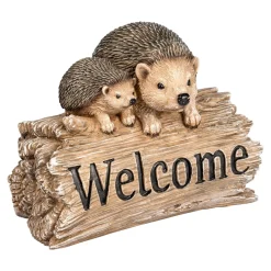 Herbstdekoration|Gartendekoration ·Gartenfiguren|Die moderne Hausfrau Igelduo „Welcome“