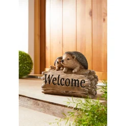 Herbstdekoration|Gartendekoration ·Gartenfiguren|Die moderne Hausfrau Igelduo „Welcome“