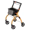 Rollatoren|Die moderne Hausfrau Indoor-Rollator in Holz-Optik mit Tasche und Tablett - AT51040 schwarz/braun