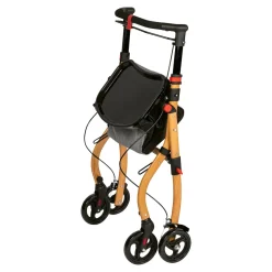 Rollatoren|Die moderne Hausfrau Indoor-Rollator in Holz-Optik mit Tasche und Tablett - AT51040 schwarz/braun
