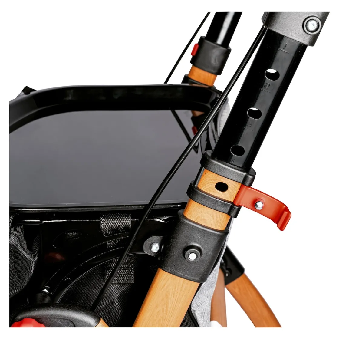 Rollatoren|Die moderne Hausfrau Indoor-Rollator in Holz-Optik mit Tasche und Tablett - AT51040 schwarz/braun