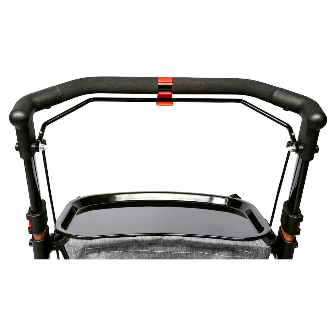 Rollatoren|Die moderne Hausfrau Indoor-Rollator in Holz-Optik mit Tasche und Tablett - AT51040 schwarz/braun