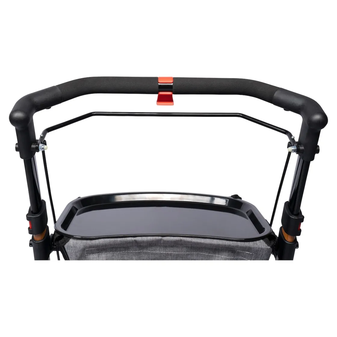 Rollatoren|Die moderne Hausfrau Indoor-Rollator in Holz-Optik mit Tasche und Tablett - AT51040 weiß/braun