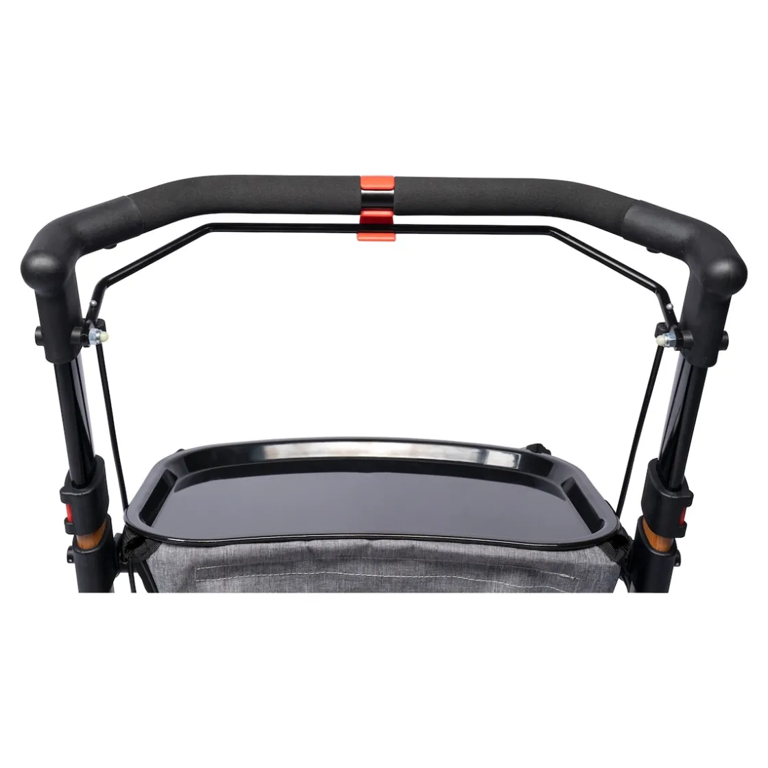 Rollatoren|Die moderne Hausfrau Indoor-Rollator in Holz-Optik mit Tasche und Tablett - AT51040 weiß/braun