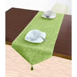 Tischdecken & -Läufer·Tischläufer|Die moderne Hausfrau Jacquard-Tischdecke "Jasmin" hellgrün