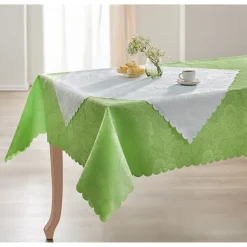 Tischdecken & -Läufer·Tischdecken|Die moderne Hausfrau Jacquard-Tischdecken-Set "Jasmin", Tischdecke 160x130 cm + Mitteldecke 80x80 cm grün