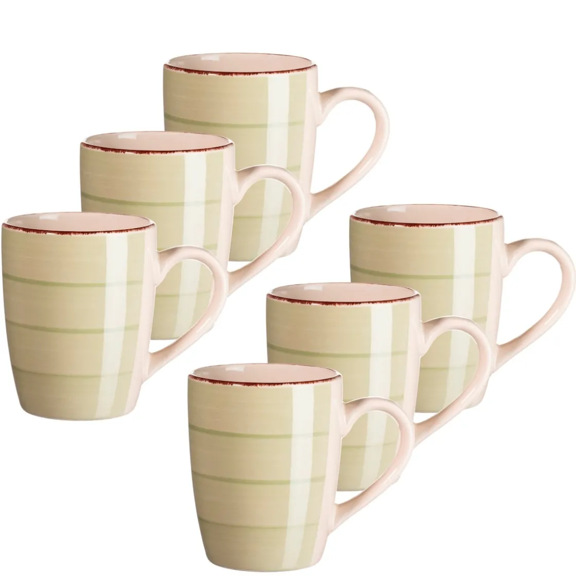 Gläser & Becher|Die moderne Hausfrau Kaffeebecher-Set, Steingut LUMACA Olivgrün