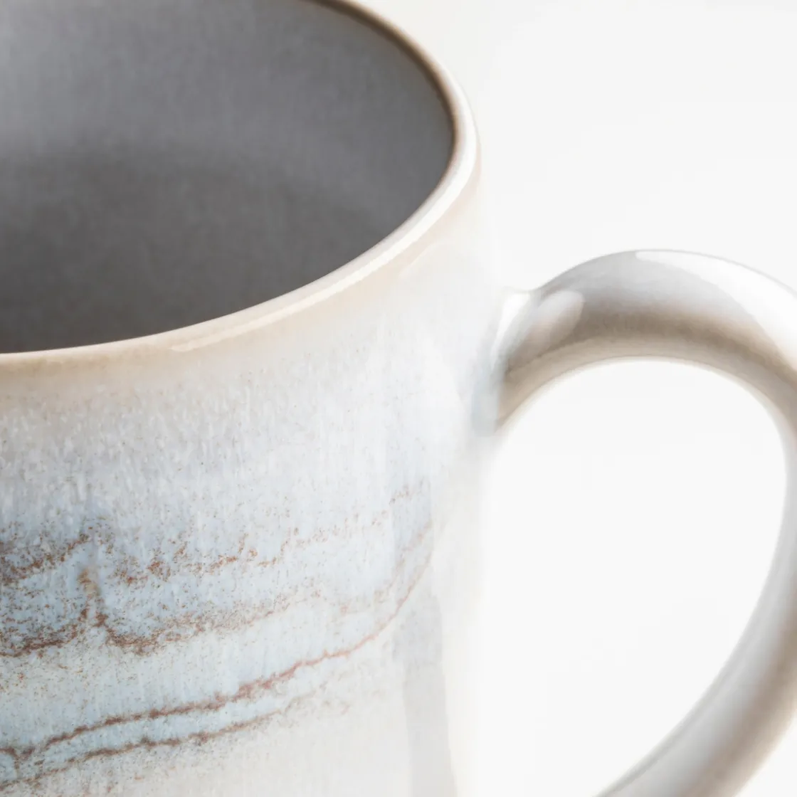 Gläser & Becher|Die moderne Hausfrau Kaffeebecher-Set, Steinzeug TIEFER SEE Grau / Weiß