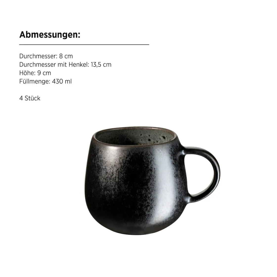 Gläser & Becher|Die moderne Hausfrau Kaffeebecher-Set, Steinzeug Carellia Grau