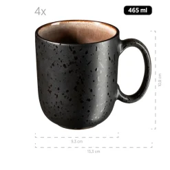 Gläser & Becher|Die moderne Hausfrau Kaffeebecher-Set, Steinzeug Niara Schwarz / Grau