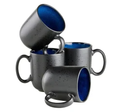 Gläser & Becher|Die moderne Hausfrau Kaffeebecher-Set, Steinzeug Niara Schwarz / Grau