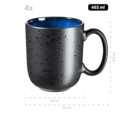 Gläser & Becher|Die moderne Hausfrau Kaffeebecher-Set, Steinzeug Niara Schwarz / Grau