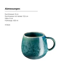 Gläser & Becher|Die moderne Hausfrau Kaffeebecher-Set, Steinzeug Carellia Blau