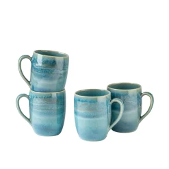 Gläser & Becher|Die moderne Hausfrau Kaffeebecher-Set, Steinzeug TIEFER SEE Blau / Grün