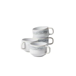 Tassen|Die moderne Hausfrau Kaffeeobertassen-Set, Steinzeug TIEFER SEE Grau / Weiß