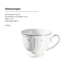 Die moderne Hausfrau Kaffeeservice, Porzellan Lova Weiß / Blau