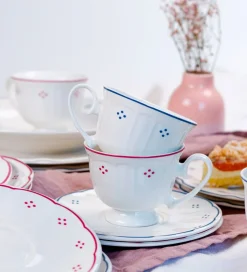 Die moderne Hausfrau Kaffeeservice, Porzellan Lova Weiß / Blau