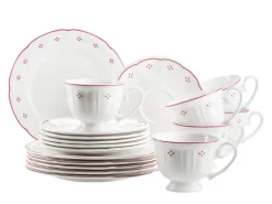 Kaffeeservice|Die moderne Hausfrau Kaffeeservice, Porzellan Lova Weiß / Rot