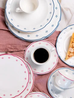 Kaffeeservice|Die moderne Hausfrau Kaffeeservice, Porzellan Lova Weiß / Rot