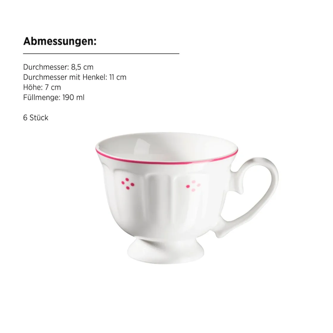 Kaffeeservice|Die moderne Hausfrau Kaffeeservice, Porzellan Lova Weiß / Rot