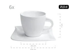 Kaffeeservice|Die moderne Hausfrau Kaffeeservice, Porzellan LA MUSICA 6 x Dessertteller, 6 x Kaffeetasse, 6 x Kaffeeuntertasse