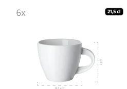 Kaffeeservice|Die moderne Hausfrau Kaffeeservice, Porzellan LA MUSICA 6 x Dessertteller, 6 x Kaffeetasse, 6 x Kaffeeuntertasse