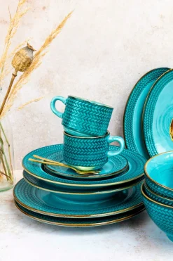 Die moderne Hausfrau Kaffeeservice, Porzellan Prospero Blau