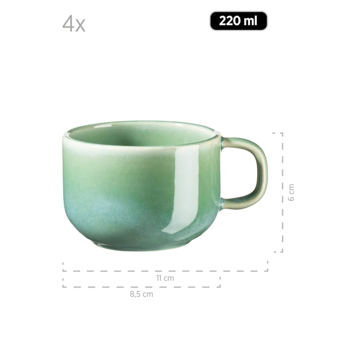 Kaffeeservice|Die moderne Hausfrau Kaffeeservice, Steinzeug Elina Uno 4 x Dessertteller, 4 x Kaffeetasse, 4 x Kaffeeuntertasse