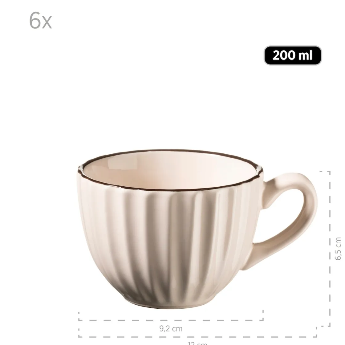 Geschirrsets|Die moderne Hausfrau Kaffeeservice, Steinzeug Osita 6 x Speisteller, 6 x Dessertteller, 6 x Müslischüssel