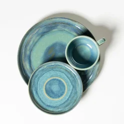 Kaffeeservice|Die moderne Hausfrau Kaffeeservice, Steinzeug TIEFER SEE Blau / Grün