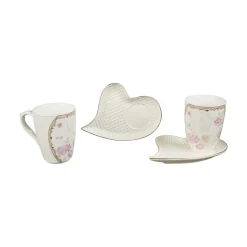 Tassen|Die moderne Hausfrau Kaffeetassen mit Untertassen "Herz", 2 Stück je 250 ml