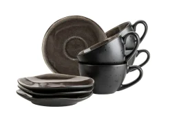 Tassen|Die moderne Hausfrau Kaffeetassen-Set, Keramik Niara Organic 4 x Kaffeetasse, 4 x Untertasse