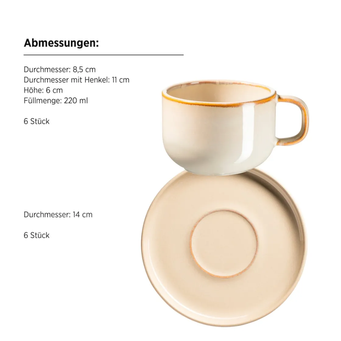 Tassen|Die moderne Hausfrau Kaffeetassen-Set, Steinzeug Cordelia Sand