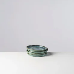 Geschirrsets|Die moderne Hausfrau Kaffeeuntertassen-Set, Steinzeug TIEFER SEE Blau / Grün