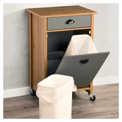 Küchen- & Servierwagen|Die moderne Hausfrau Küchenwagen mit Mülltrennsystem Eiche, grau