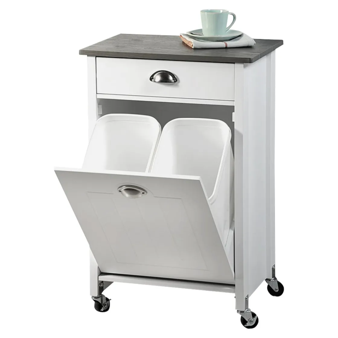 Küchen- & Servierwagen|Die moderne Hausfrau Küchenwagen mit Mülltrennsystem und Schublade