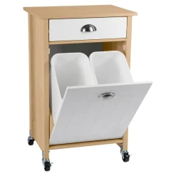 Küchen- & Servierwagen|Die moderne Hausfrau Küchenwagen mit Mülltrennsystem Eiche, weiß