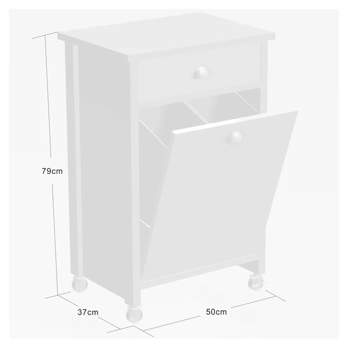 Küchen- & Servierwagen|Die moderne Hausfrau Küchenwagen mit Mülltrennsystem Eiche, weiß