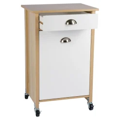 Küchen- & Servierwagen|Die moderne Hausfrau Küchenwagen mit Mülltrennsystem Eiche, weiß