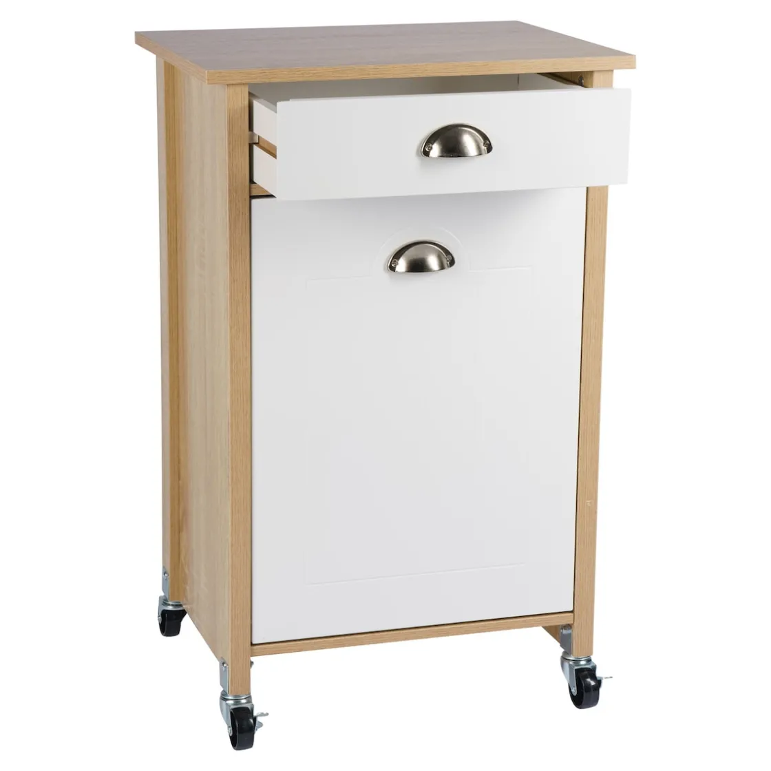 Küchen- & Servierwagen|Die moderne Hausfrau Küchenwagen mit Mülltrennsystem Eiche, weiß