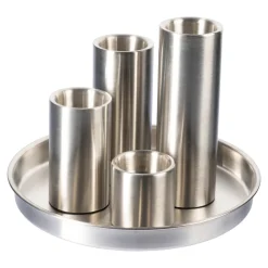 Weihnachtsdekoration·Weitere Weihnachtsdeko|Leuchtdekoration·Kerzen & Teelichter|Die moderne Hausfrau Kerzenteller „Edelstahl“, 5-teilig